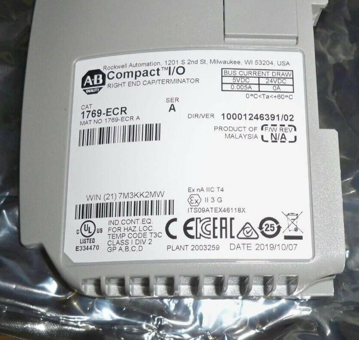 1769-ECR Allen Bradley Series A Right End Cap 1769ECR NIB