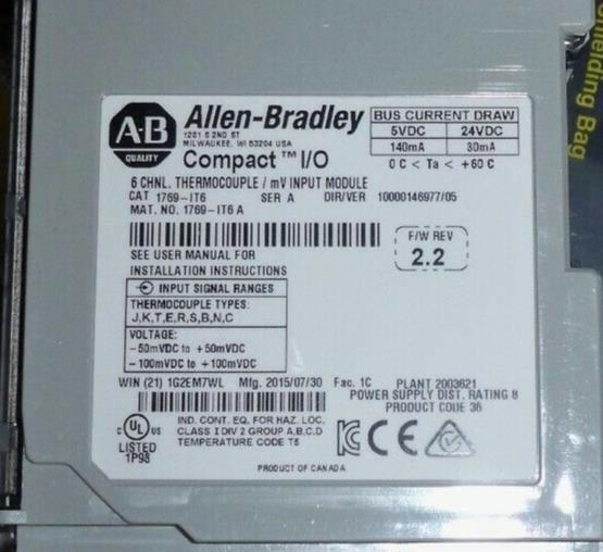 ALLEN-BRADLEY 1769-IT6 SERIES A INPUT MODULE 1769IT6