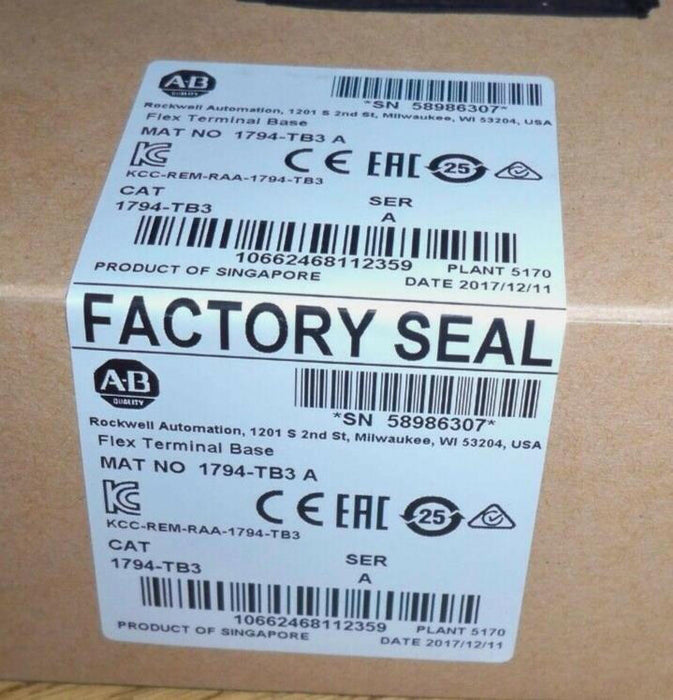 Allen Bradley 1794-TB3 Series A Terminal Base 1794TB3 NEW NIB Sealed