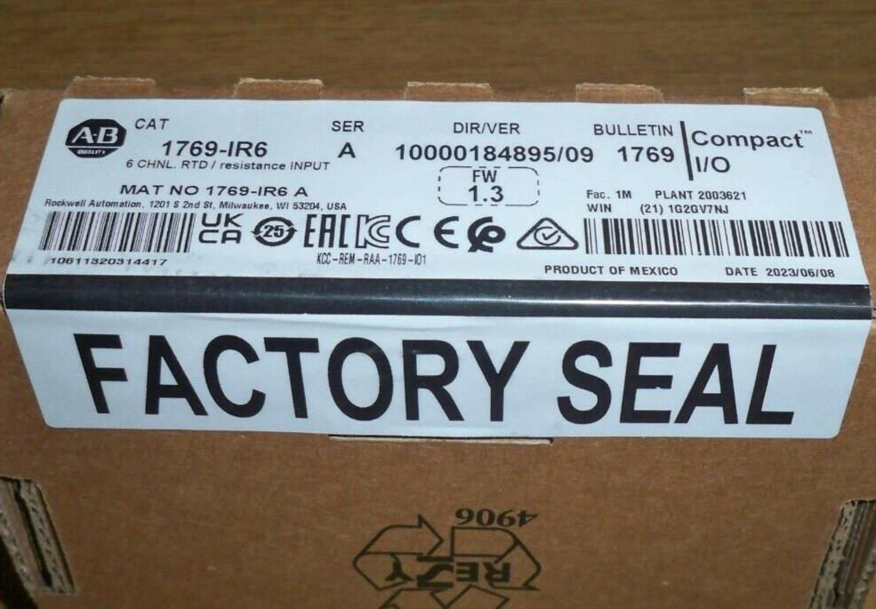 1769-IR6 Allen Bradley RTD/resistance Input Series A 1769IR6 Sealed Mfg. 2023