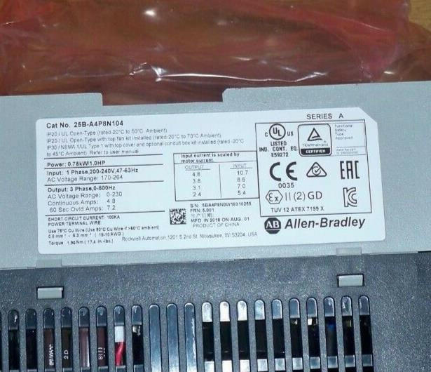 25B-A4P8N104 Allen Bradley PowerFlex 525 AC Drive NIB 25BA4P8N104