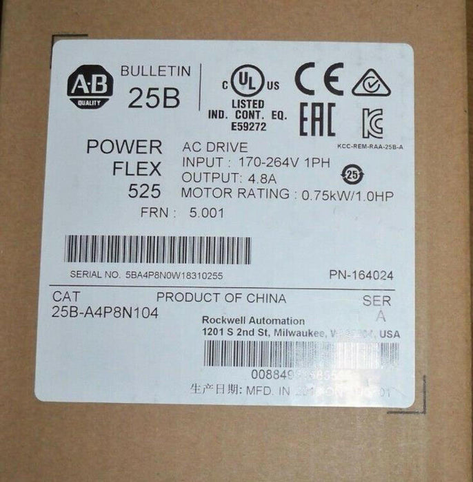 25B-A4P8N104 Allen Bradley PowerFlex 525 AC Drive NIB 25BA4P8N104