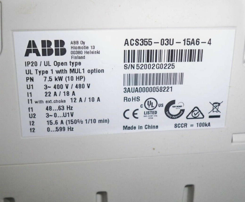 ABB ACS355-03U-15A6-4 DRIVE ACS35503U15A64