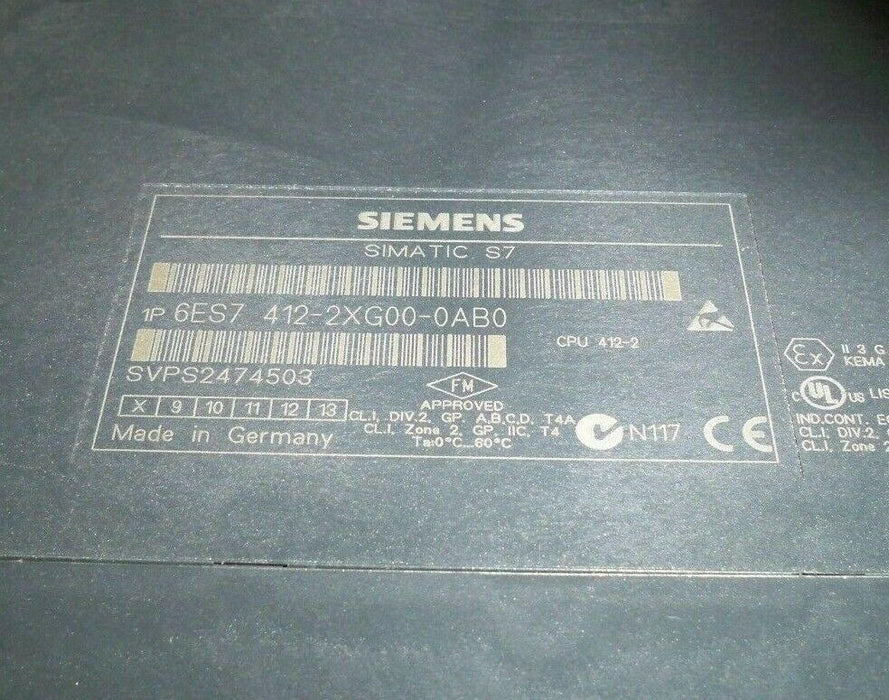 SIEMENS SIMATIC S7 6ES7 412-2XG00-0AB0 CPU MODULE 6ES74122XG000AB0