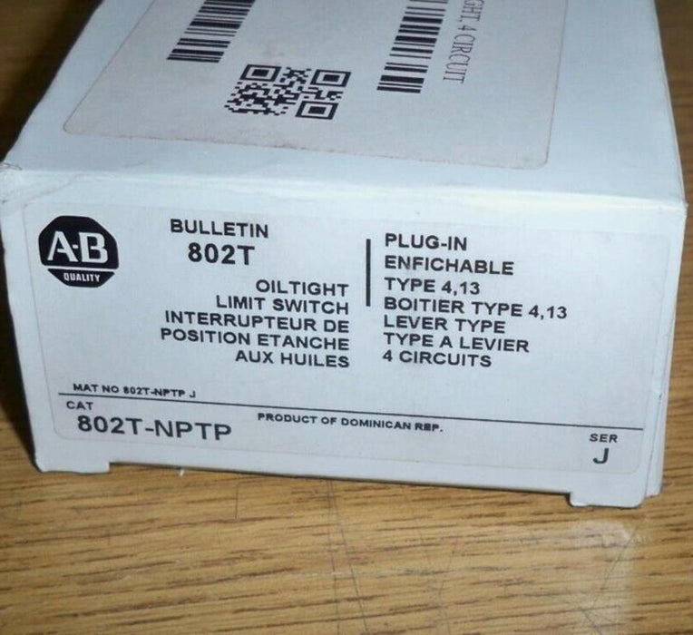 802T-NPTP Allen Bradley Series J Oil Tight Limit Switch 802TNPTP NIB NEW